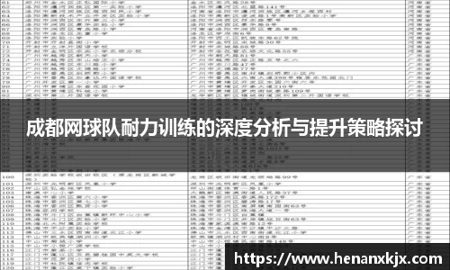 成都网球队耐力训练的深度分析与提升策略探讨